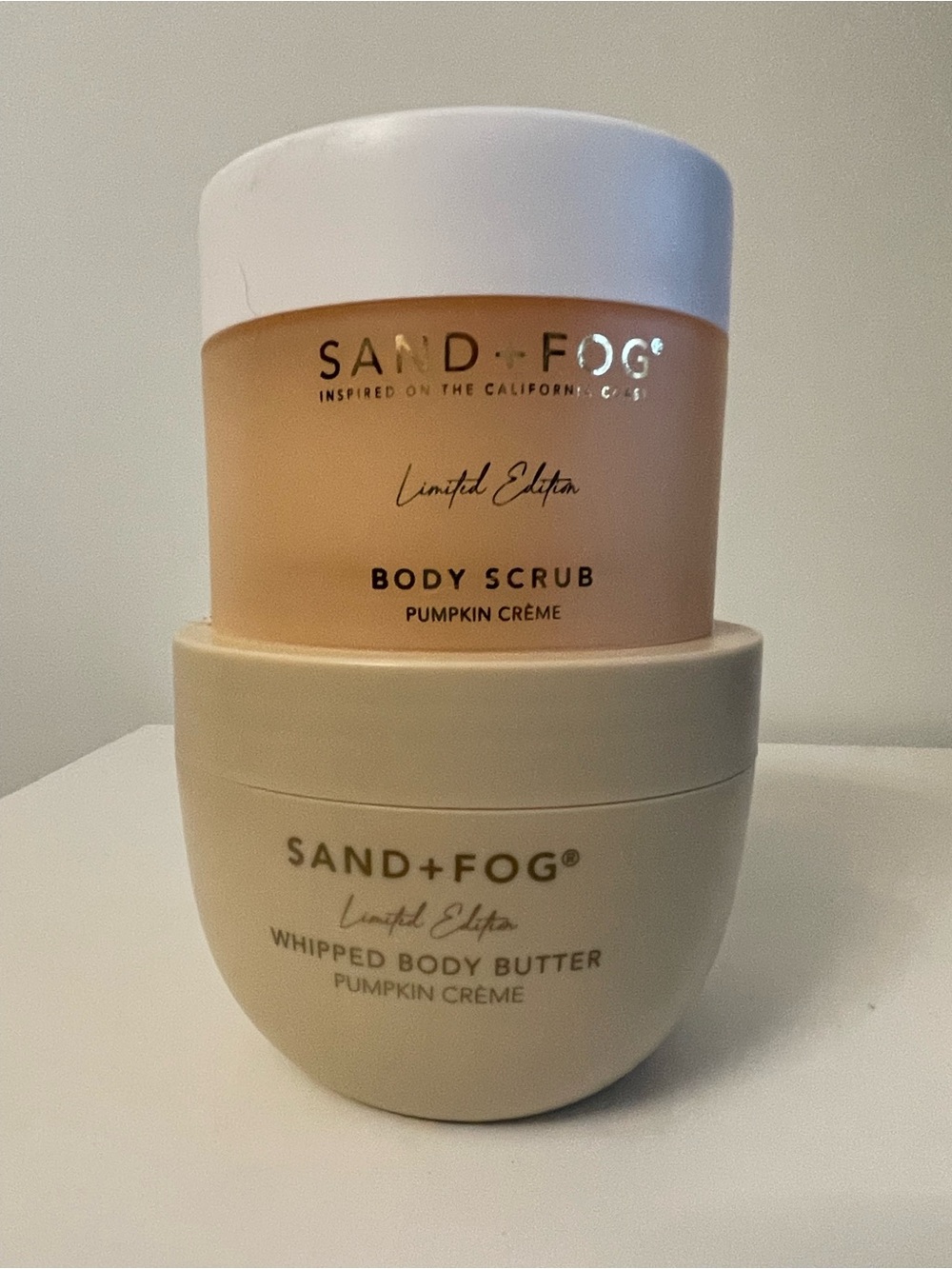 NWT SAND+FOG Limited Edition Pumpkin Crème Body Scrub & Whipped Body Butter Set